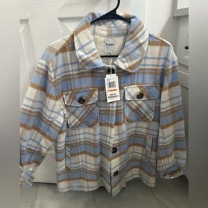 Pink Lily Blue and Brown Plaid Jacket